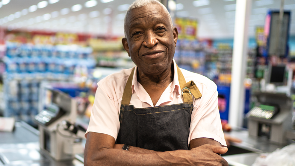 Elderly retail worker