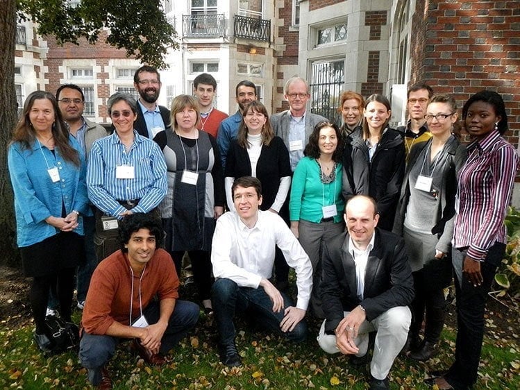 Group of faculty outside Pope Center (2014)