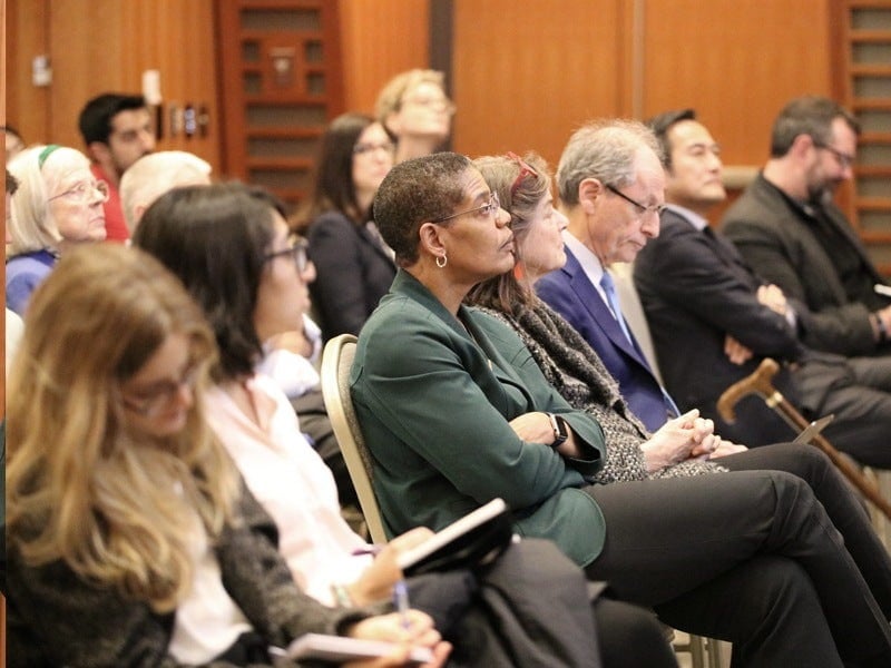 Crowd of Harvard affiliates absorb sobering statistics about effects of education gap
