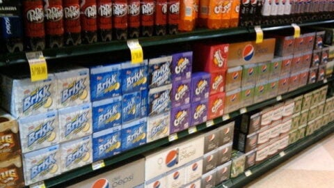 sodas on display in store
