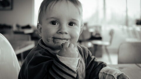 picture of a baby eating