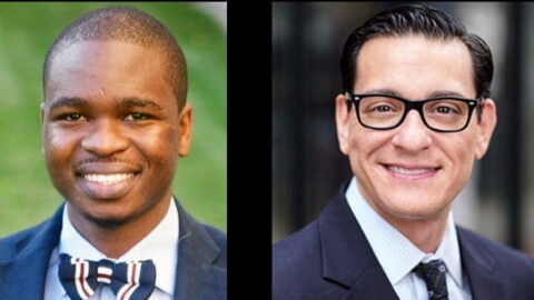 Head shots of Adedotun Ogunbajo and Sari Reisner