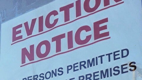 Eviction notice taped to a door
