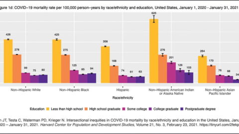 Graphs showing COVID-19 mortality rate in U.S. by race/ethnicity and age