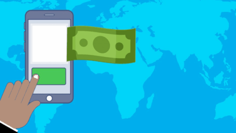 A person receiving a Digitial payment via a cell phone