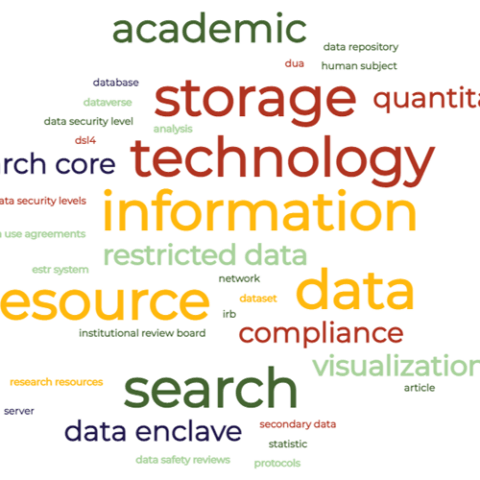Word cloud of research terms