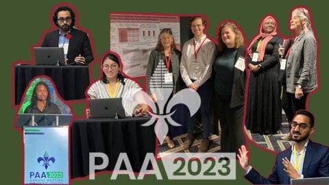 Collage of people at PAA 2023 presenting