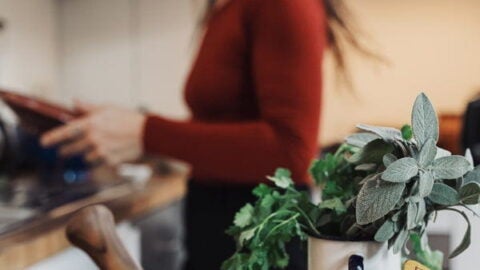 Woman cooking in kitchen