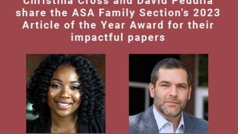 Cross and Pedulla share award for most impactful paper from ASA