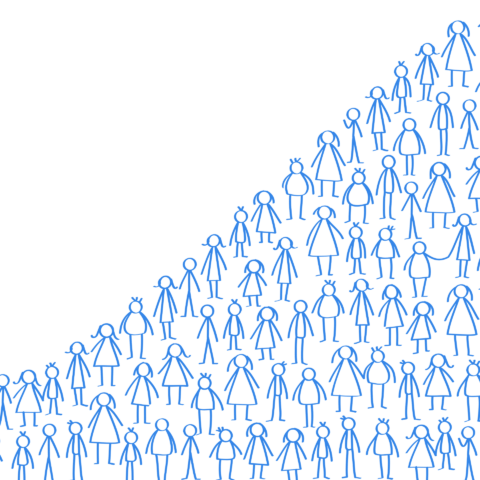 Illustration of people in the form of a graph