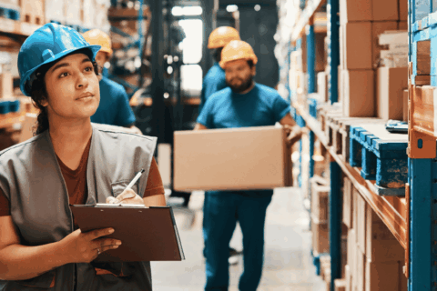 Woman working in a warehouse