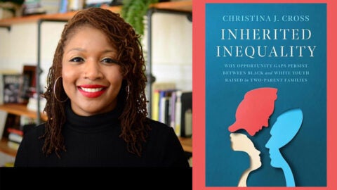 Author Christina Cross with her book Inherited Inequality