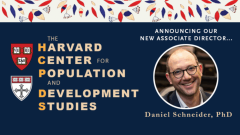 Harvard Pop Center logo and headshot of Danny Schneider_2026