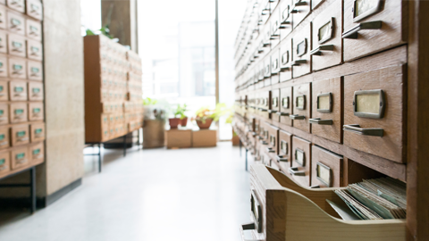 Old filing drawers to represent an archive of newsletters